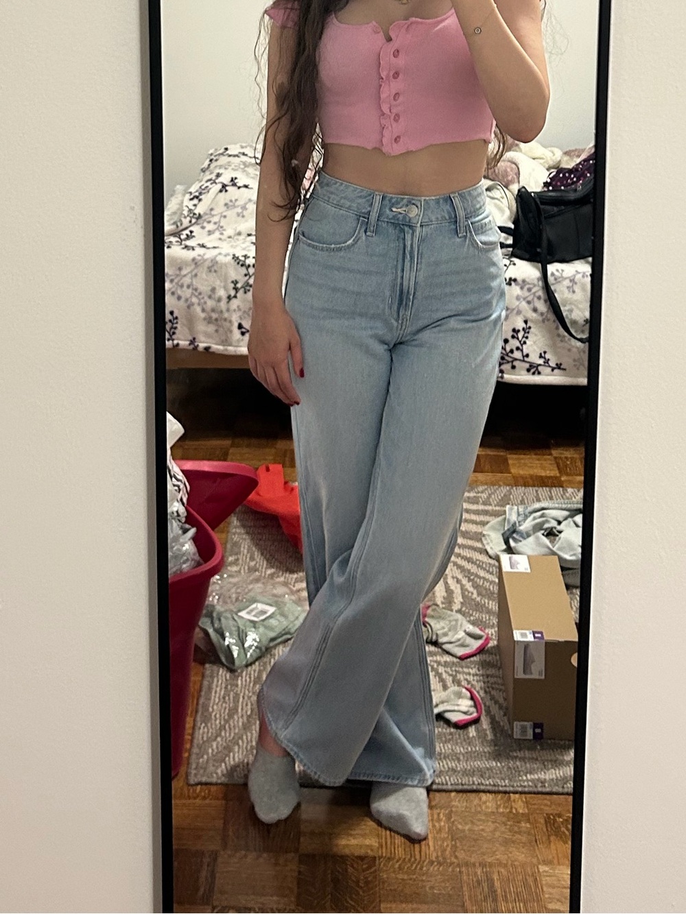 Hollister Light Blue High-Rise Wide-Leg Jeans